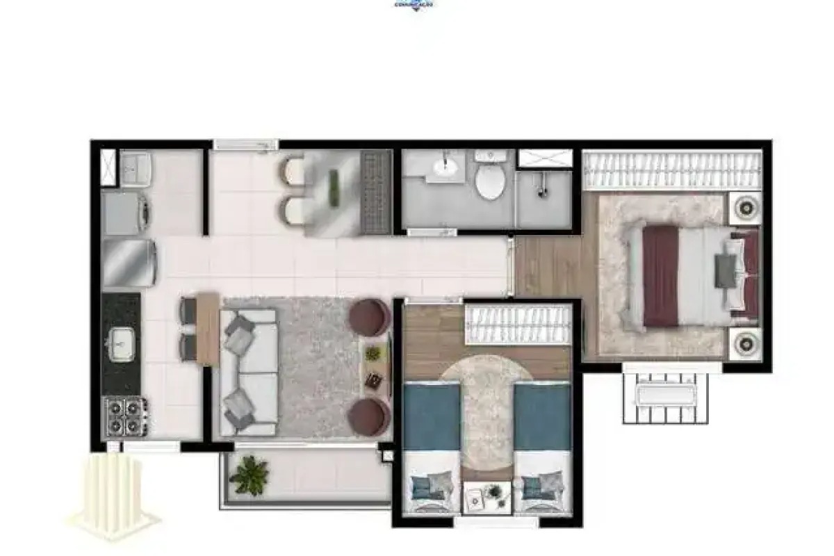 Apartamento Garden 2 Quartos com Suíte - NOW Praça C-8 — foto