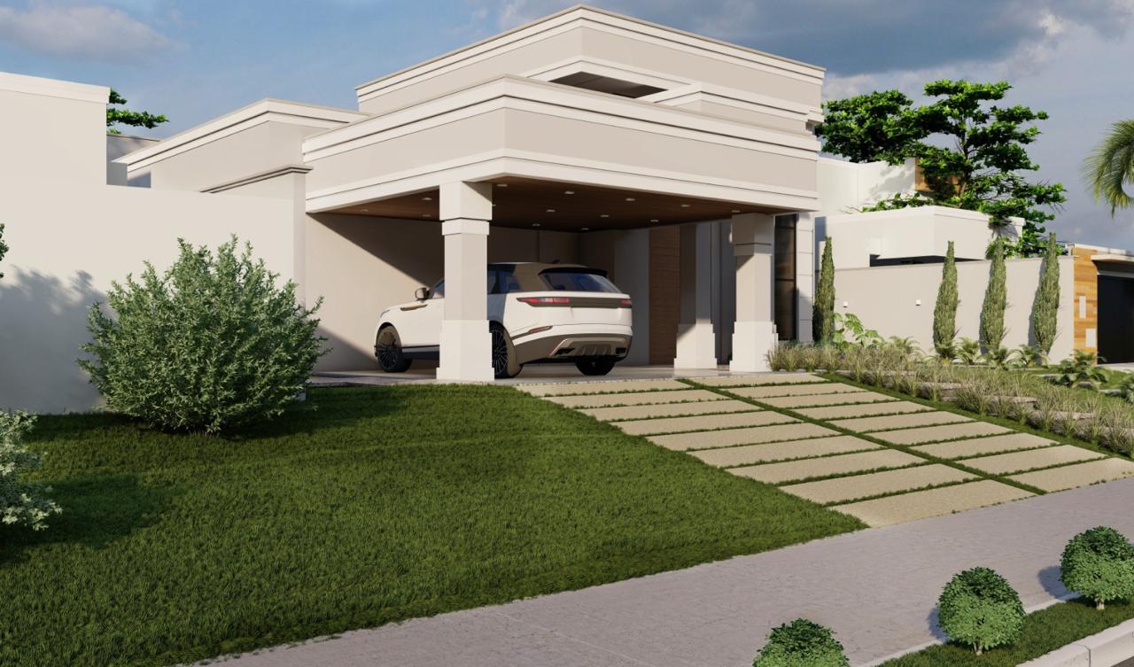 CASA DE ALTO PADRÃO À VENDA NO CONDOMÍNIO CARIBE GOLF – PALMAS/TO | ESTILO NEOCLÁSSICO, 4 SUÍTES E PISCINA — foto
