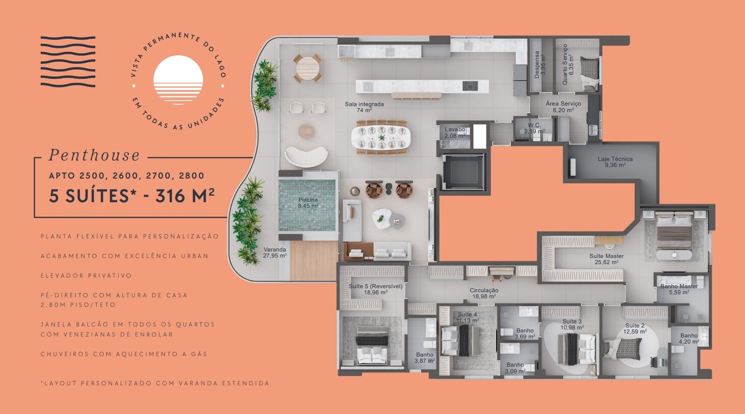 Penthouse 5 Suítes, 316 m² à Venda na Orla da Graciosa - Horizonte Urban Design — foto