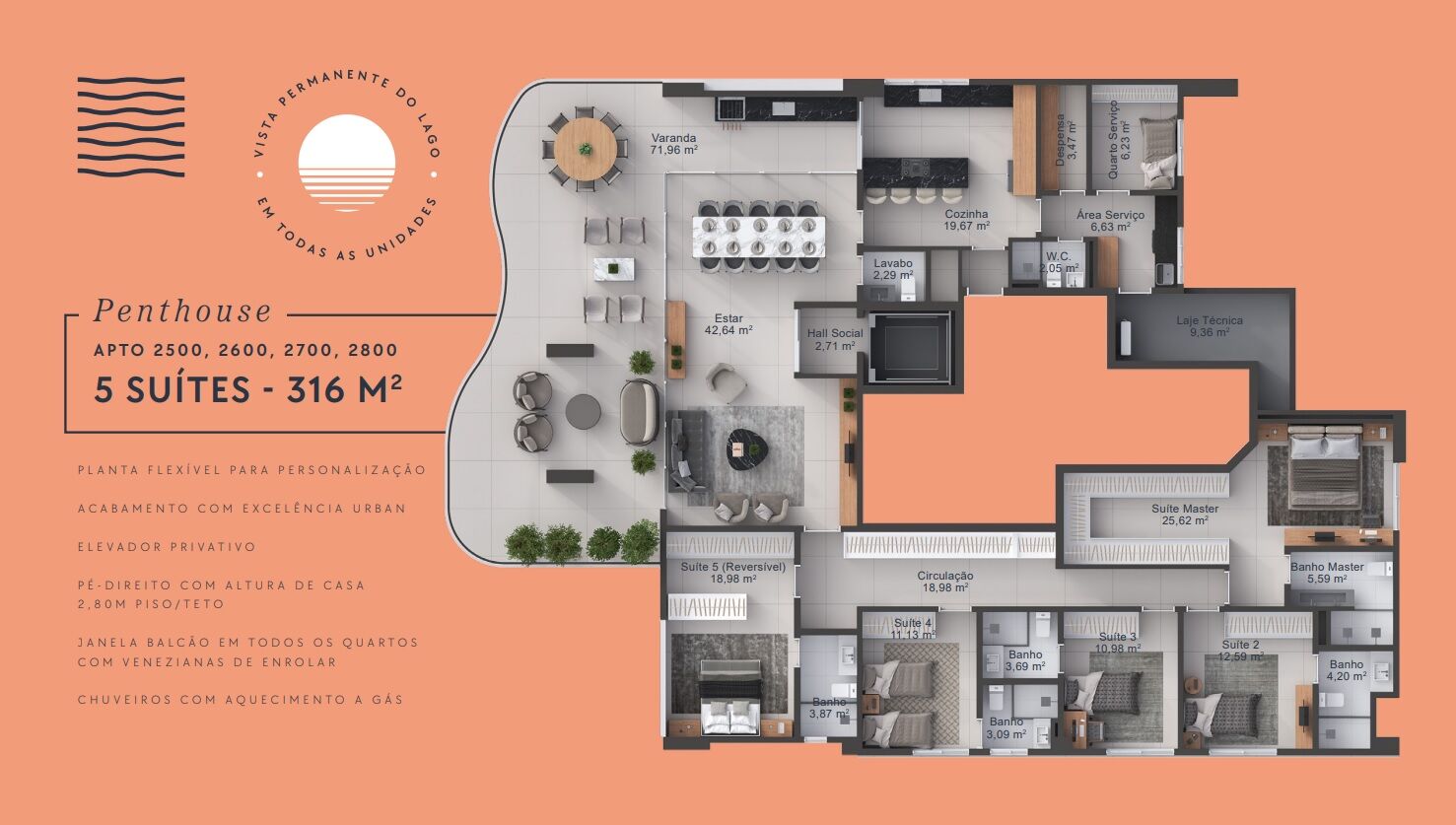 Penthouse 5 Suítes, 316 m² à Venda na Orla da Graciosa - Horizonte Urban Design — foto