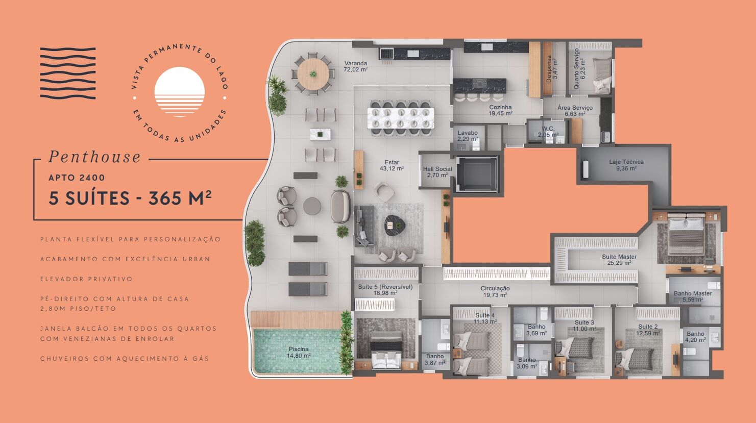 Penthouse 5 Suítes, 316 m² à Venda na Orla da Graciosa - Horizonte Urban Design — foto