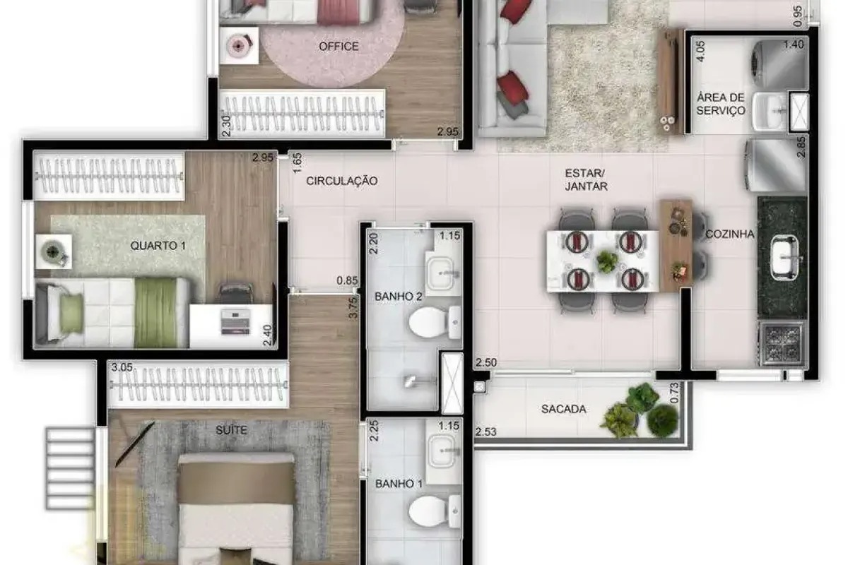 Apartamento 3 Quartos com Suíte e Varanda - NOW Milão — foto